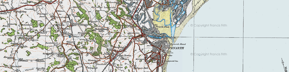 Old map of Cogan in 1919