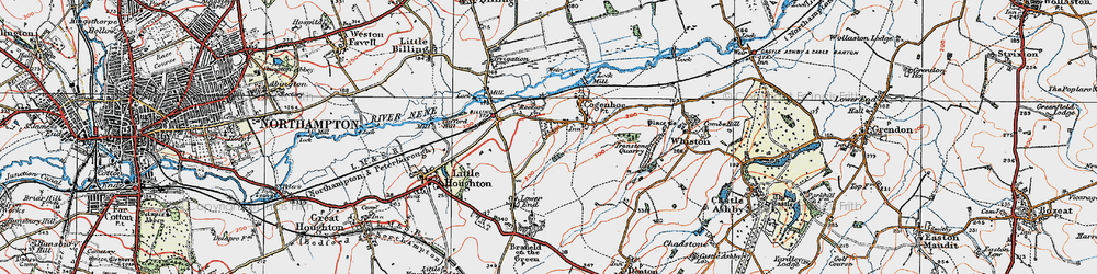 Old map of Cogenhoe in 1919