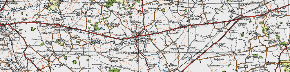 Old map of Coggeshall in 1921