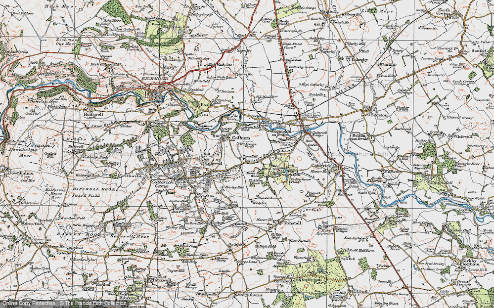 Old Map of Historic Map covering Batts, The in 1925