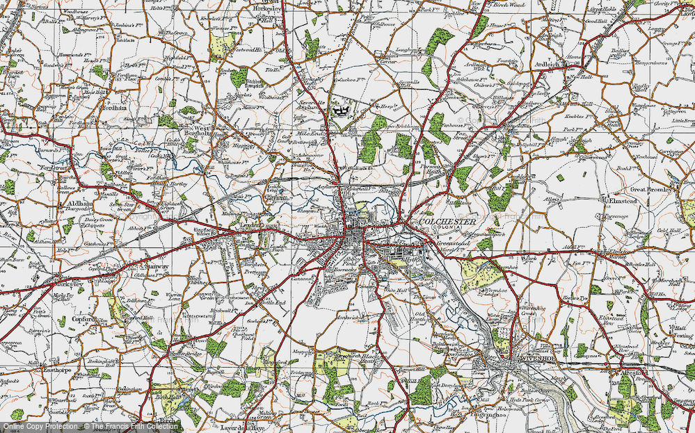 Old Map of Colchester, 1921 in 1921