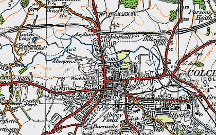 Old map of Colchester in 1921