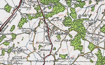 Old map of Cold Ash in 1919