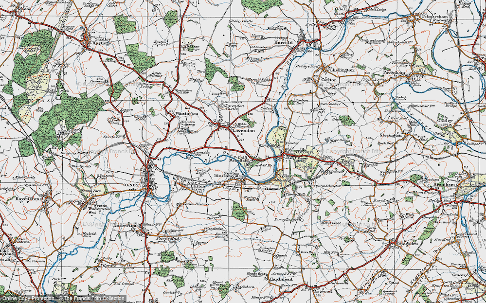 Old Map of Cold Brayfield, 1919 in 1919