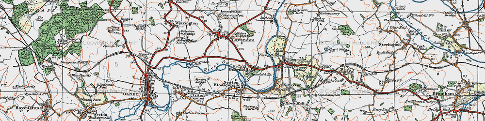 Old map of Cold Brayfield in 1919