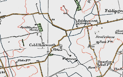 Old map of Cold Hanworth Village in 1923