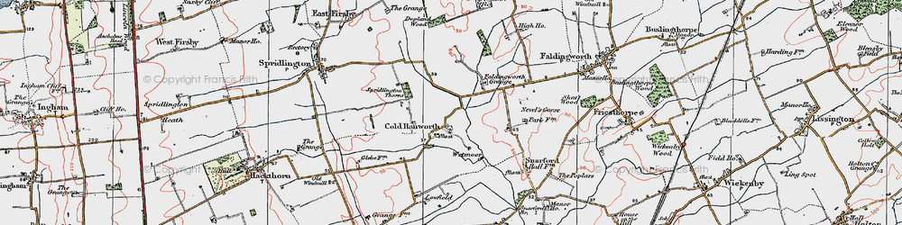 Old map of Cold Hanworth Village in 1923