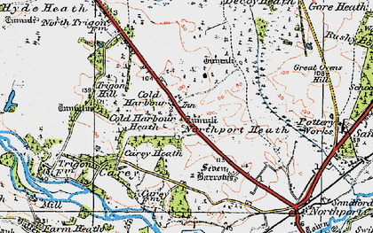 Old map of Cold Harbour in 1919