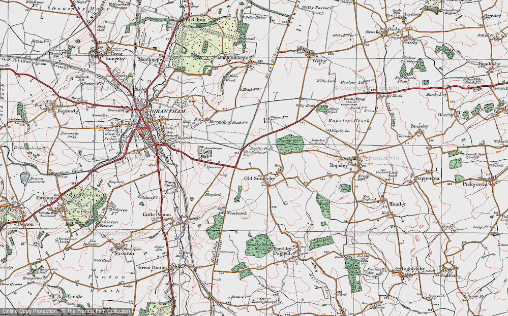 Old Map of Historic Map covering Welby Warren in 1922