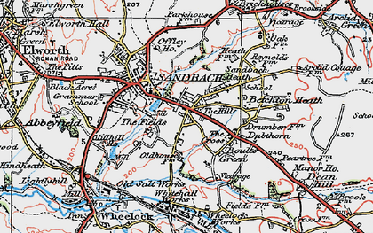 Old map of Cold Moss Heath in 1923