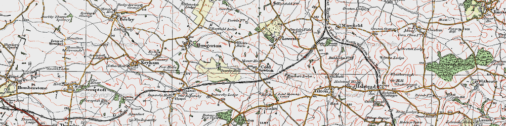 Old map of Cold Newton in 1921