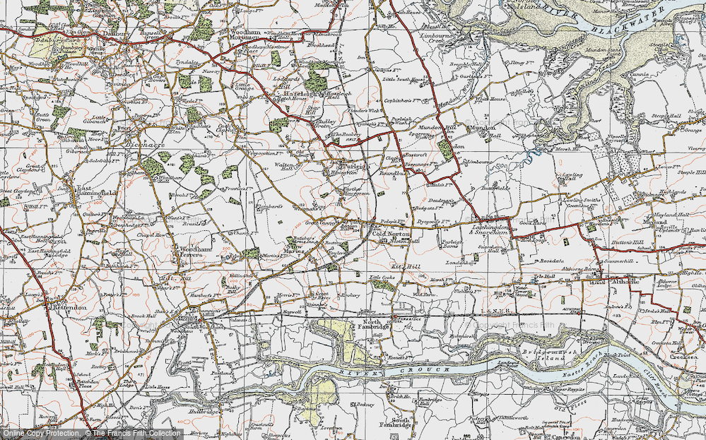 Old Map of Cold Norton, 1921 in 1921