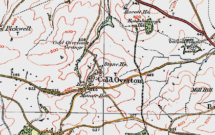Old map of Cold Overton in 1921