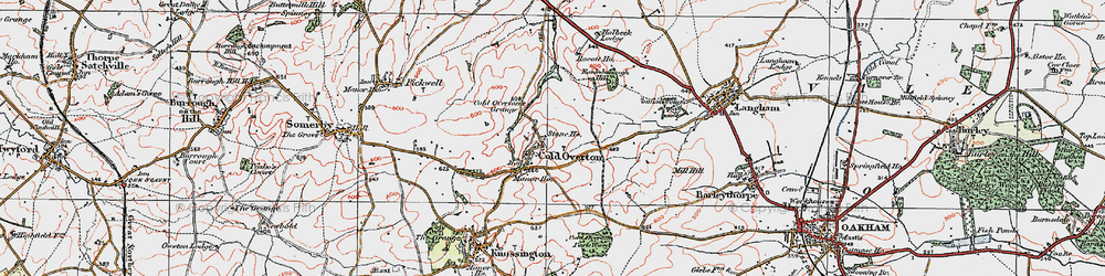 Old map of Cold Overton in 1921