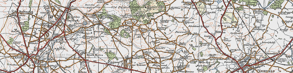 Old map of Cold Well in 1921