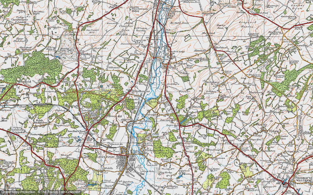Old Map of Historic Map covering Twyford Moors in 1919
