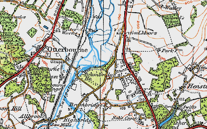 Old map of Colden Common in 1919