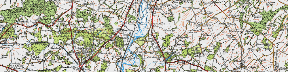 Old map of Colden Common in 1919