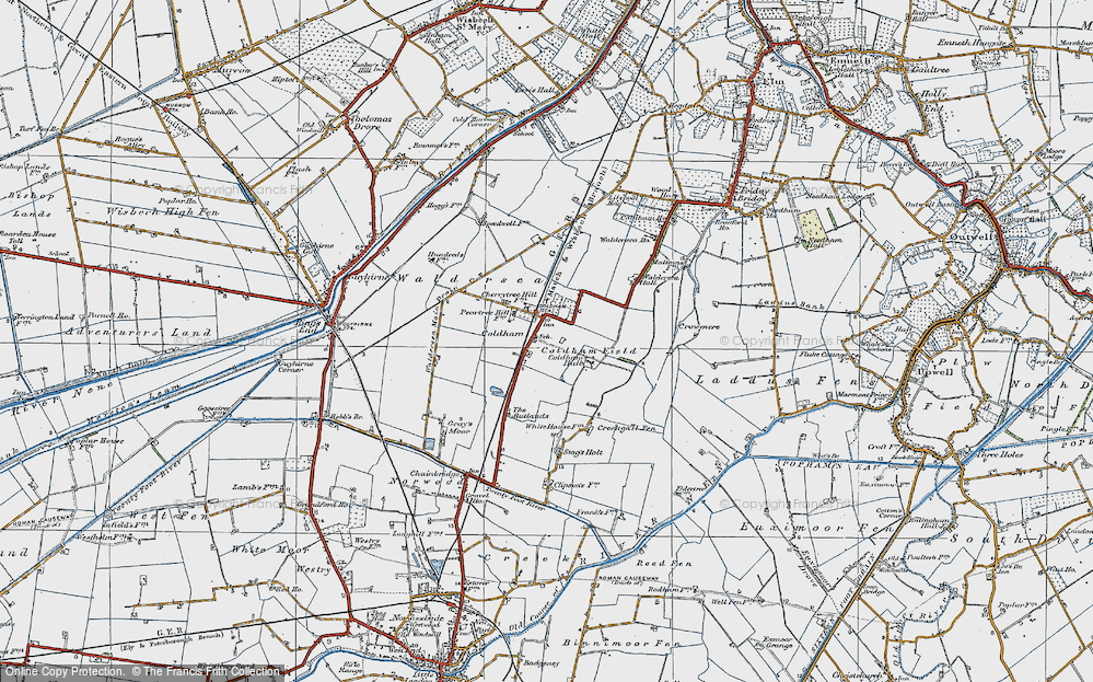Old Map of Coldham, 1922 in 1922