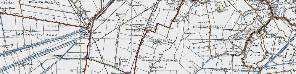 Old map of Coldham in 1922