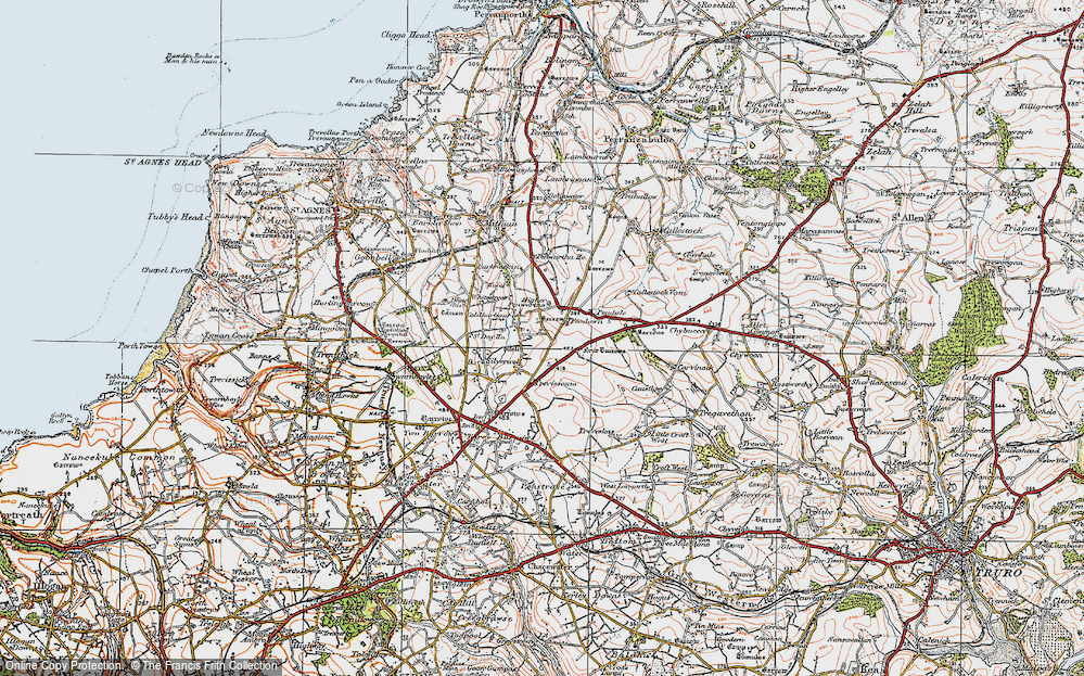 Old Map of Historic Map covering Four Burrows in 1919