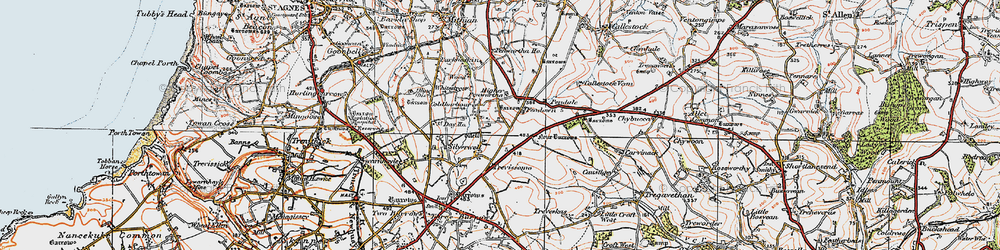 Old map of Four Burrows in 1919