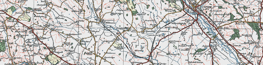 Old map of Coldmeece in 1921