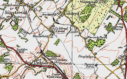 Old map of Coldred in 1920