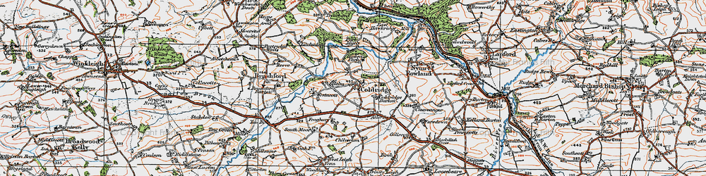 Old map of Coldridge in 1919