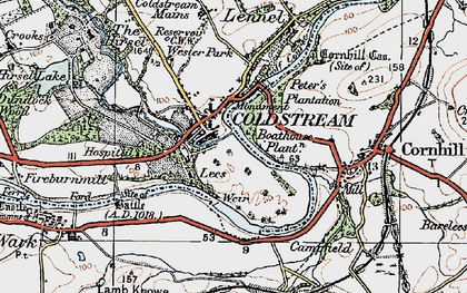 Old map of Coldstream in 1926