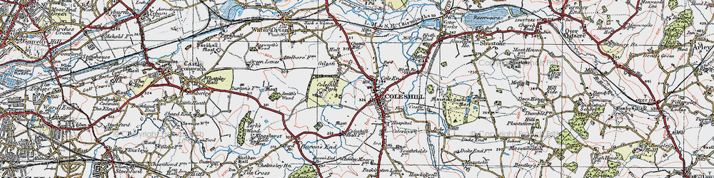 Old map of Cole End in 1921