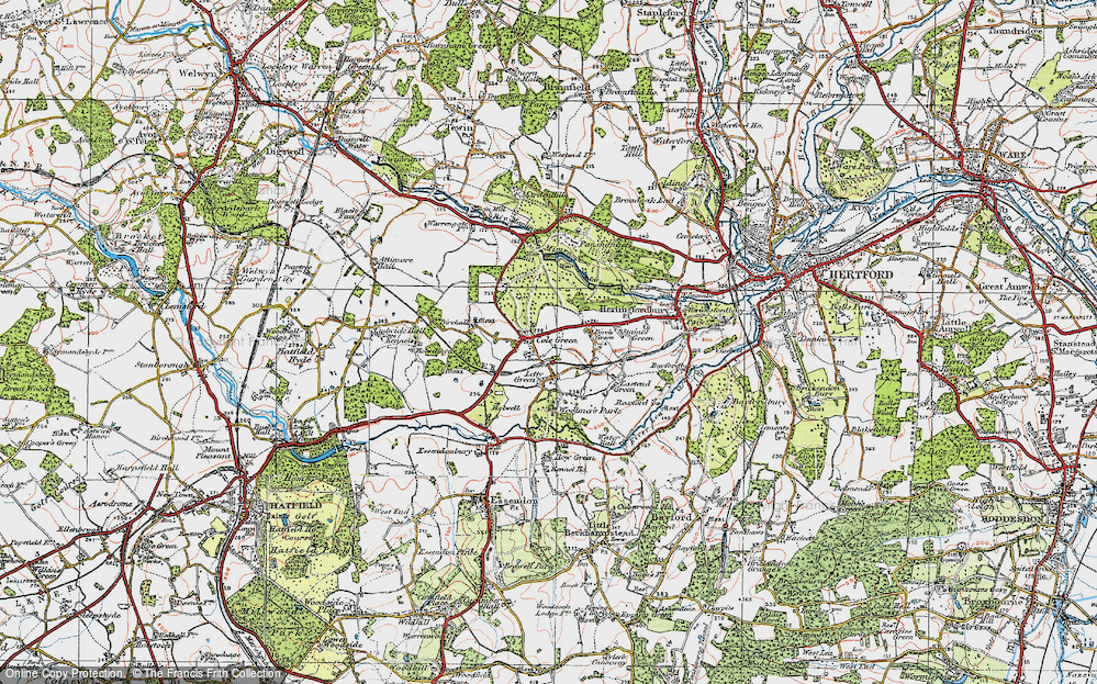Old Map of Cole Green, 1920 in 1920