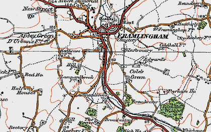 Old map of Broadwater in 1921