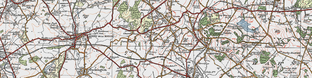 Old map of Coleorton Moor in 1921