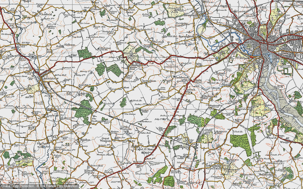 Old Map of Coles Green, 1921 in 1921