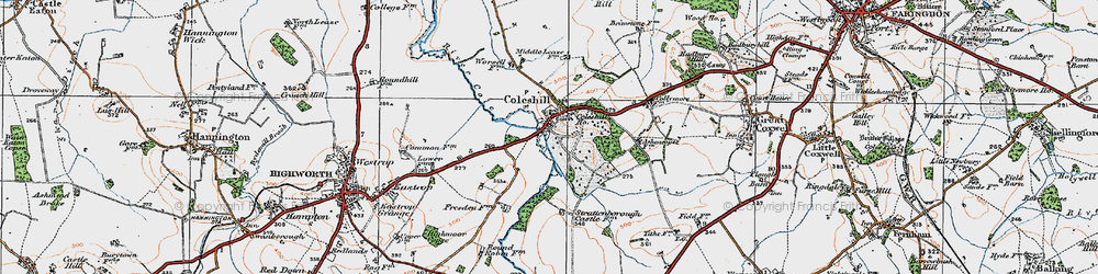Old map of Coleshill in 1919