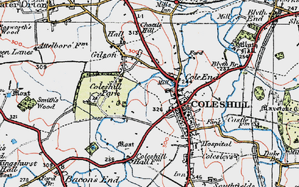 Old map of Coleshill in 1921