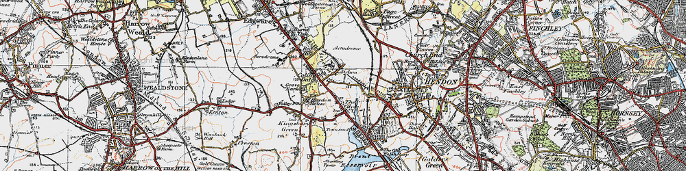 Old map of Colindale in 1920