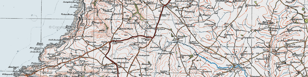 Old map of Collamoor Head in 1919