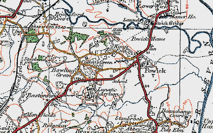 Old map of Collett's Green in 1920