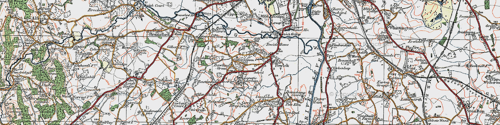 Old map of Collett's Green in 1920