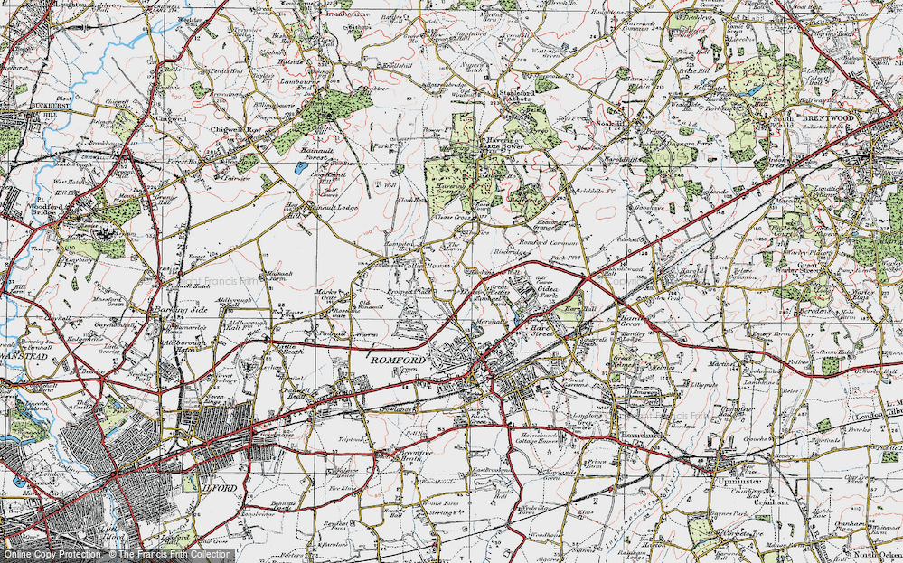 Old Map of Collier Row, 1920 in 1920