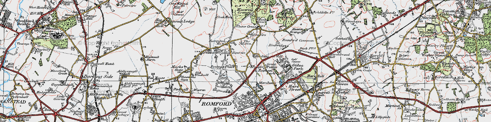 Old map of Collier Row in 1920