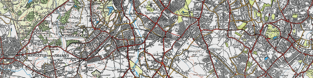 Old map of Collier's Wood in 1920