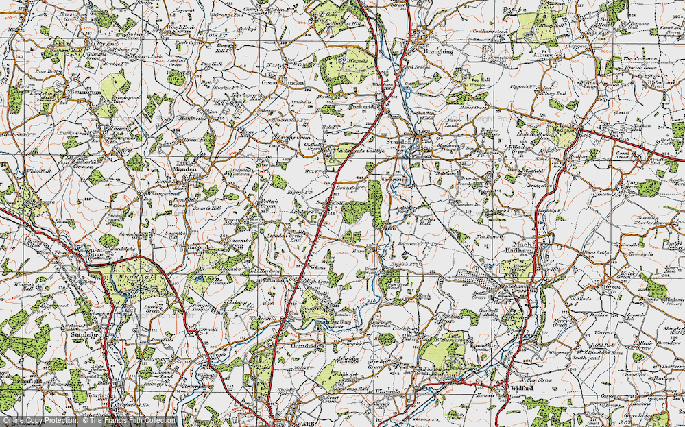 Old Map of Colliers End, 1919 in 1919