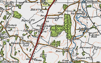 Old map of Colliers End in 1919