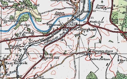 Old map of Collingham in 1925