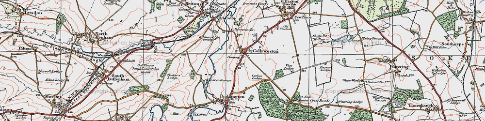 Old map of Collyweston in 1922