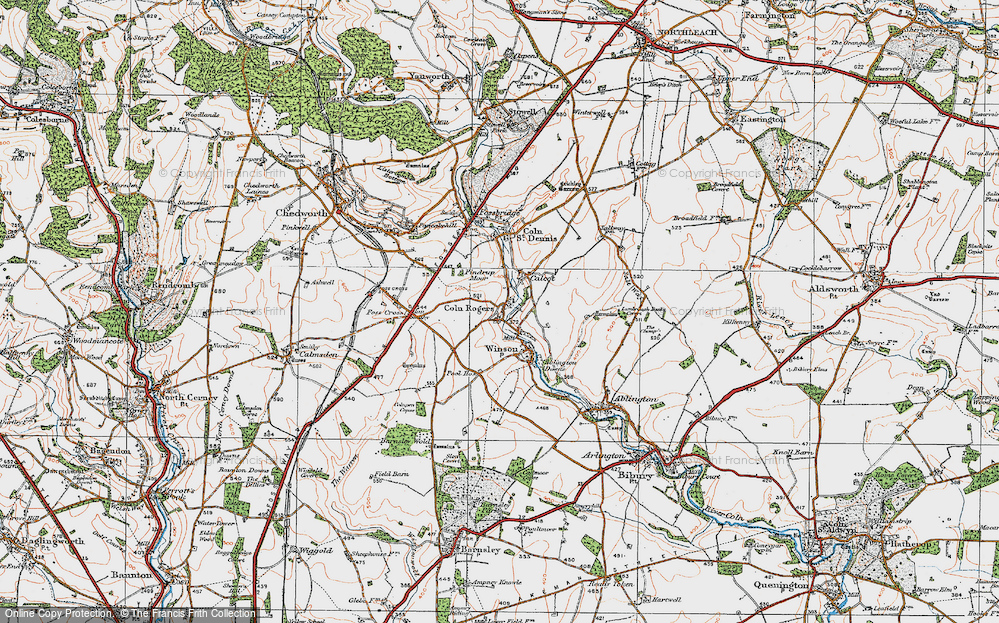 Old Map of Coln Rogers, 1919 in 1919