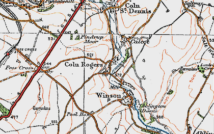 Old map of Coln Rogers in 1919